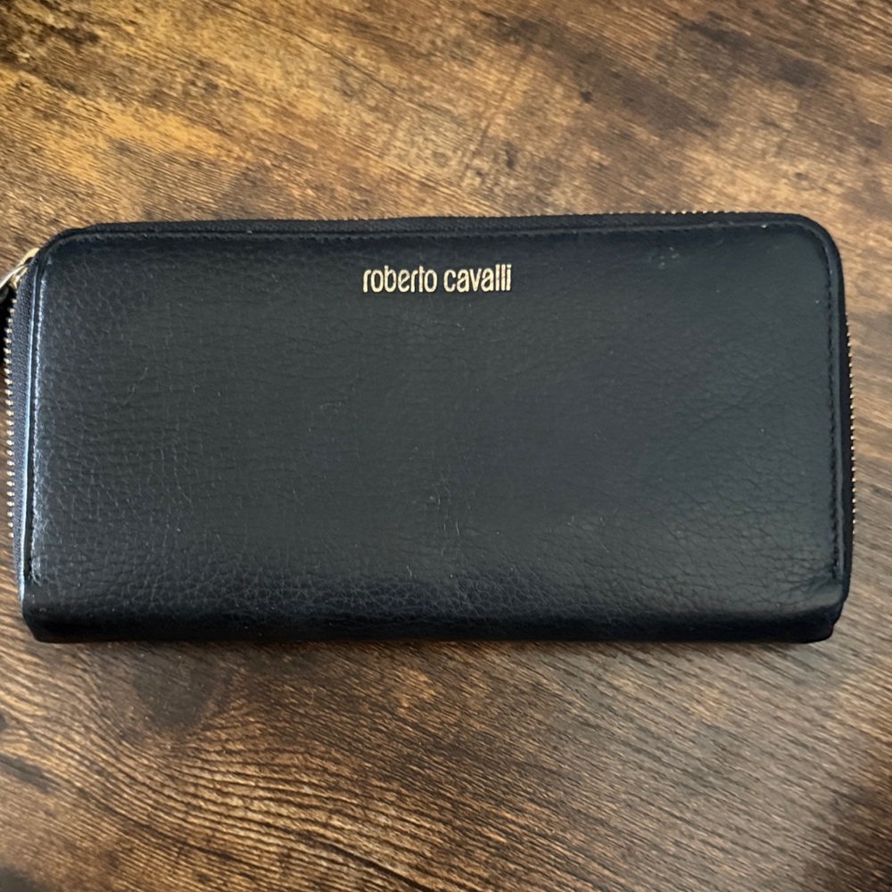 Roberto Cavalli Midnight Black Leather Wallet